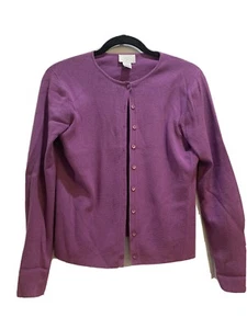 ANN TAYLOR LOFT Purple Rayon Blend BUTTON CARDIGAN Pre-owned Size Medium - Picture 1 of 4
