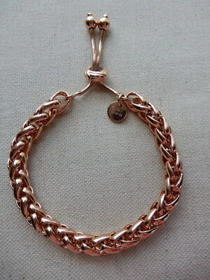 PULSERA BOLO BROCHE ESLABÓN TRIGO ITALIANO 8" PLACA ORO ROSA 18K NUEVA SIN ETIQUETAS Foto 1 de 4