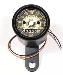Mini-Tacho 48mm Schwarz 2:1 Retro Vintage Style für HD Suzuki Kawasaki Universal - Bild 1 von 3