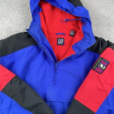 VINTAGE Gap Jacket Mens Large Blue Red Anorak Pullover Hooded Alpine Series Ski - Image 1 of 4