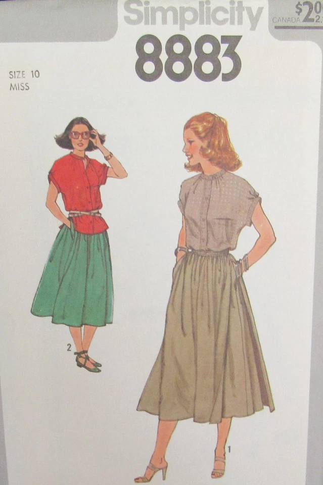 VTG 70s Simplicity 8883 Misses 10 Boho Shirt Full Skirt & Overskirt Pattern UNCT - Image 1 of 2