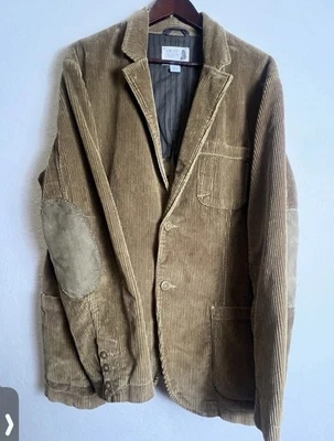 Old Navy Corduroy Blazer Mens L Brown Tan Elbow Patches 2 Button Jacket Vintage - Image 1 of 4