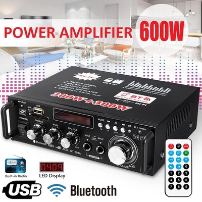 600W HiFi-Verstärker Bluetooth Mini Endstufe USB SD AUX Musik Sound Party DE - Bild 1 von 4