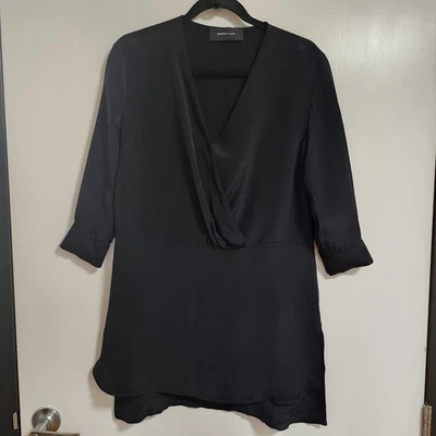 Derek Lam Chic Black Silk Draped Mini Dress Size 10 - Image 1 of 4