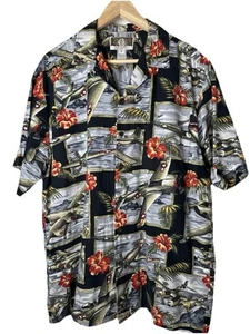 Kalaheo Hawaiian Shirt Men L WW2 Military Bomber Planes Camp Made In USA - Picture 1 of 4