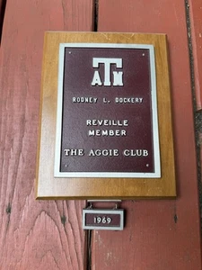 Vintage 1969 Aggie Club Reveille Texas A&M University Aggies Plaque Wall Hang - Picture 1 of 5