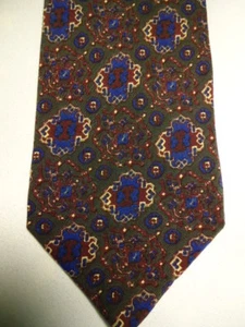 Cravatta Valentino marrone verde-grigio blu design cravatta seta 57"  - Foto 1 di 2