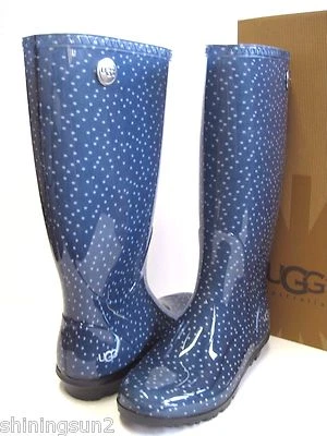 BOTAS DE LLUVIA UGG SHAYE DOTS AZULES ALTAS MUJER US 6/UK 4.5/EU 37/JP 23 Foto 1 de 4