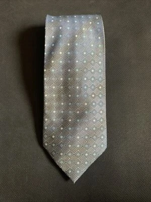 CORBATA ADOLFO GOLD VINTAGE PARA HOMBRE TODA SEDA AZUL GRIS GEOMÉTRICA Foto 1 de 4