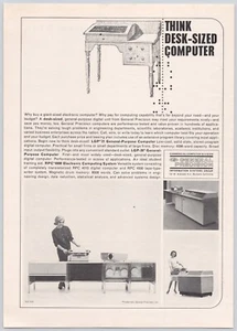 General Precision Desk-Sized Computer LGP-21 Vintage Print Ad 1963 - Picture 1 of 5