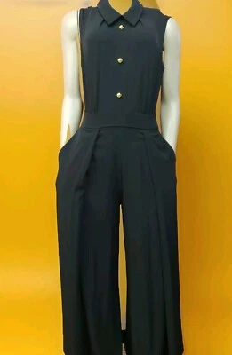 Mono transparente negro de pierna ancha para mujer Catherine Malandrino $298 nuevo con etiquetas talla 10 #CB1 Foto 1 de 4