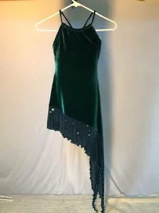 Forest Green Velvet Youth & Adult Contemporary/Lyrical Dress Dance Costume - Picture 1 of 4