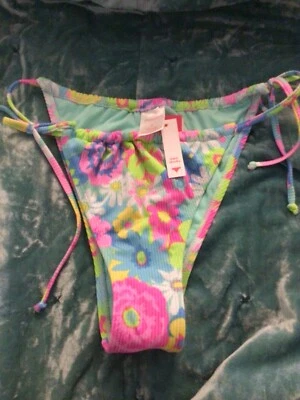 Parte inferior de bikini Xhilaration súper descarada acanalada floral colores brillantes XL NUEVA CON ETIQUETAS Foto 1 de 4