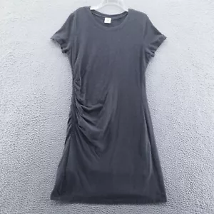 Cabi Womens Knit Weekend Dress Large Gray Ruched Waist Short Sleeve Comfy - Picture 1 of 13