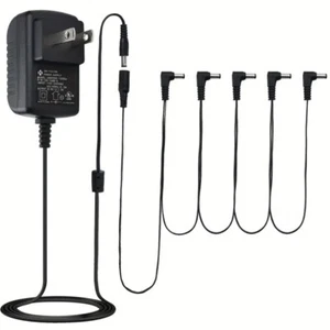 Guitar Pedal Power Supply, 9V 1A AC DC Adapter with 5 Way Daisy Chain Cord - Picture 1 of 5