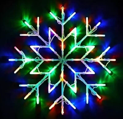 50 LED Snowflake Christmas Window Light 35cm Multicolour Festive Decor Xmas Disp - Image 1 of 2