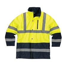 Tough Grit Hi-Vis 2-Tone Jacket Waterproof Coat Workwear Yellow/Navy XL