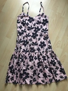 Marni Dress Blush Pink Black Floral Print Straps Cotton Summer Edition Uk 8 - Picture 1 of 9