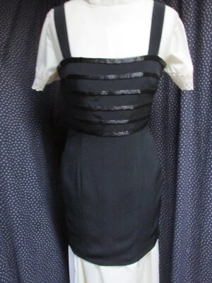 ""NEGRO - TOP A RAYAS CON CUENTAS"" - VESTIDO DE CÓCTEL, CLUB - TALLA 6 - NITELINE, DELLA Foto 1 de 3