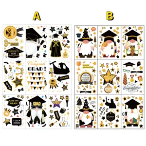 2021 Congrat Grad Window Film Graduation Party Static Glass Decals Sticker - Picture 1 of 14