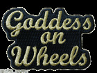 Déesse sur roues, texte, patch brodé, motos, scooters, roller derby