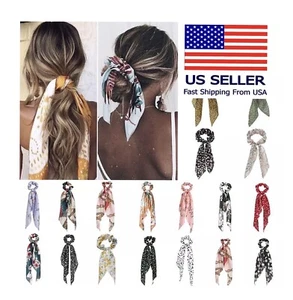 Damen Haar Scrunchie Schleife Pferdeschwanz Halter Haarband Schleife Haarbänder Krawatten - Bild 1 von 32