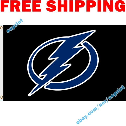 Deluxe Tampa Bay Lightning Logo BLACK Flag Banner 3x5 NHL 2022 Fan Home Decor Cover