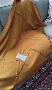RETIRED IKEA 100% COTTON THROW BLANKET DARK MUSTARD 170 cm x 130 cm - Picture 1 of 5