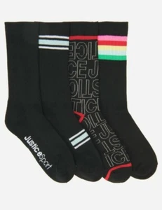 Justice 4pk crew socks new size M shoe size 7-1/2 - 3-1/2 - Picture 1 of 2