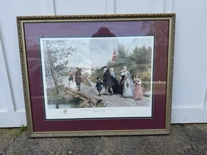 RARE Sunday Morning In Sleepy Hollow - Original Painting - Jennie Brownscombe - Picture 1 of 8