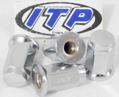 4 pack of NEW ITP Chrome Flat Base 10mm x 1.25 Lug Nut Parts ATV & UTV 10x1.25 - Image 1 of 3