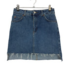 Topshop Women's Skirt Blue Size 6 EUR 34 Denim Cut Off Hi-Lo Hem A-Line