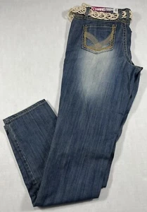 Hang Ten Jeans Size 5 (32 x29) Girls Juniors Distressed Skinny Blue Denim - Picture 1 of 9