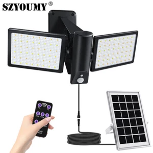 Solar Security Motion Sensor Light With Remote Control Dual Head Dual color - Picture 1 of 11