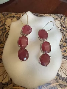 Gems Tv Royal Ruby 18k White Gold Drop Earrings - Picture 1 of 8