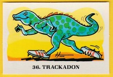 Unusually Funny Factory Prehistorigum - UK Trade Trading card #36 Trackadon