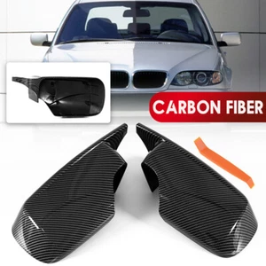 Carbon Fiber M4-Style Rearview Mirror Cover For BMW E39 E46 1998-2005 325i 328i - Picture 1 of 8