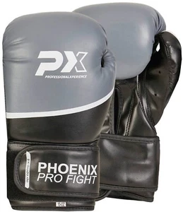PX PRO FIGHT Boxhandschuhe Kunstleder schwarz-grau Trainingshandschuhe 8-16 OZ - Bild 1 von 2