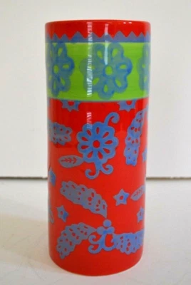 Jarrón redondo de cerámica decorativo Hallmark - Jarrón rojo, verde y azul Foto 1 de 4