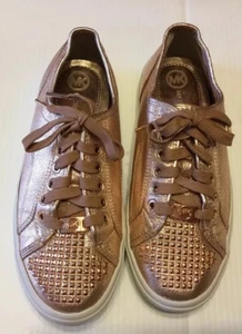 MICHAEL KORS Women’s Shoes rose Gold Metallic Sneakers 6.5M Rare AP138 Sneakers - Picture 1 of 12