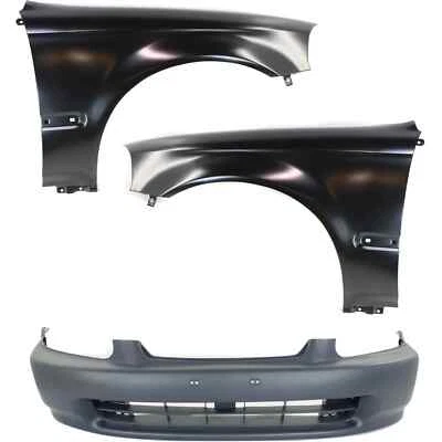 Conjunto de 3 capas de para-choque dianteiro e para-lamas compatíveis com Honda Civic 1996-1998 - Imagem 1 de 4