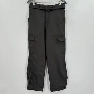Quince Cotton Linen Twill Cargo Pant sz XS Women's Charcoal Gray Belted NWT - Picture 1 of 6