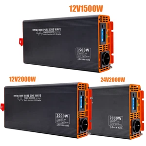 12V 24V a 230V 1500W 2000W Inversor de seno puro Convertidor de tensión Viaje - Imagen 1 de 48
