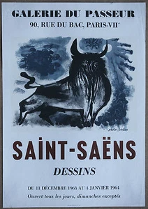 Saint Saens Original Stone Litho for Galerie Du Passeur Dessins Exhibition 1964  - Picture 1 of 1