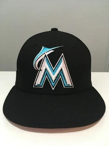 Exclusive Fitted Miami Marlins 2017 All Star Game 5950 Black Pink Bottom Size 7 - Picture 1 of 6