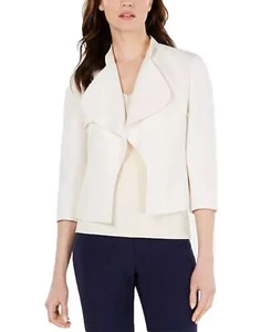 NWT ANNE KLEIN Cascade-Lapel Collar Open Front Suit Blazer Tulip Detail Cuffs 2 - Picture 1 of 11