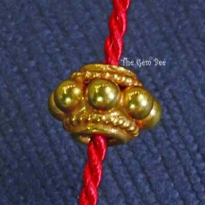 6.3 毫米大号 18k 纯金颗粒雏菊巴厘岛间隔发现 2 毫米孔 — 第 1/4 张图片