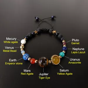 Universe Solar System Eight Planet Stone Beads Bracelet Chain Jewelry Gif GF - Picture 1 of 7