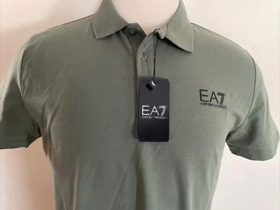 EMPORIO ARMANI EA7 НОВЫЙ МУЖСКОЙ ЗЕЛЕНЫЙ РУБАШКА-ПОЛО РАЗМЕР L - Изображение 1 из 4