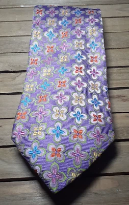 Paul Fredrick Hombres Corbata Mod Floral Seda Primavera Lavanda Flores Italia Foto 1 de 4
